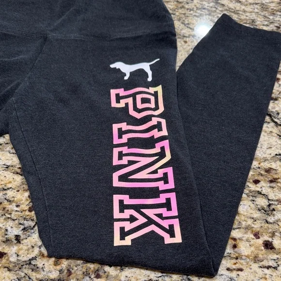 PINK Victoria’s Secret Joggers Leggings Black Logo Cozy Lounge Size S - Picture 3 of 6